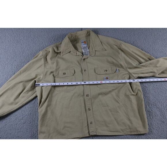 Carhartt FR Shirt Mens 2XL Brown Cotton Long Sleeve Button-Down - Picture 5 of 7